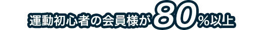 運動初心者の会員様が80%以上